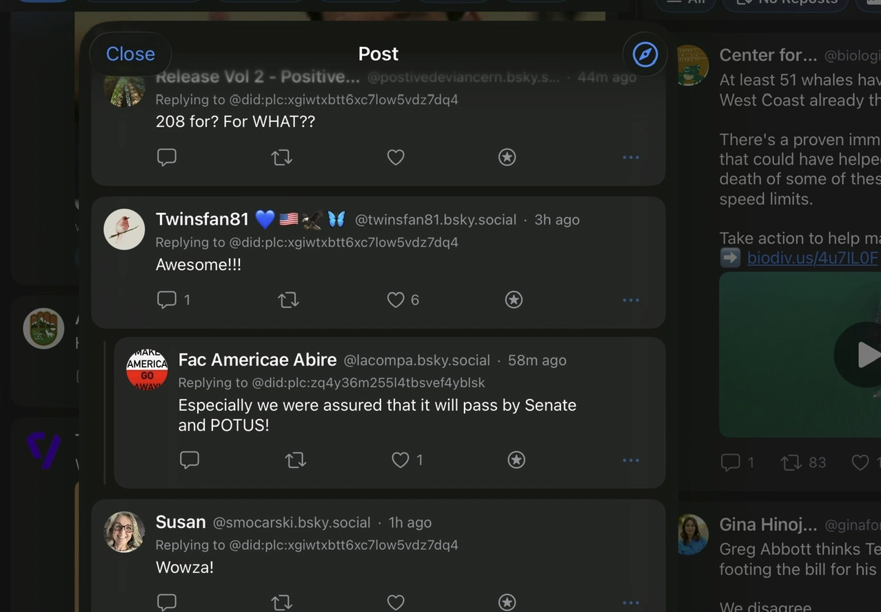 Threaded replies feature